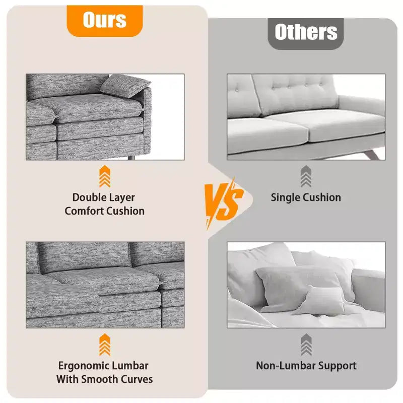 Canapé modulable 108 XL, sectionnel moderne en chenille à assise profonde, canapé en forme de L, canapé modulable pour 4 personnes avec pouf mobile