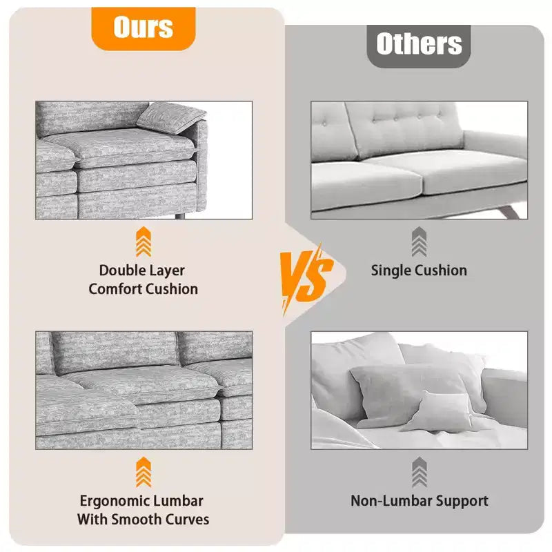 Canapé modulable 108 XL, sectionnel moderne en chenille à assise profonde, canapé en forme de L, canapé modulable pour 4 personnes avec pouf mobile