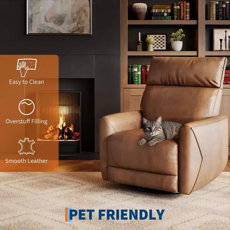 Fauteuil inclinable électrique, fauteuil pivotant et berçant pour adultes, fauteuil de relaxation en tissu rembourré avec ports USB pour chambre d de bébé