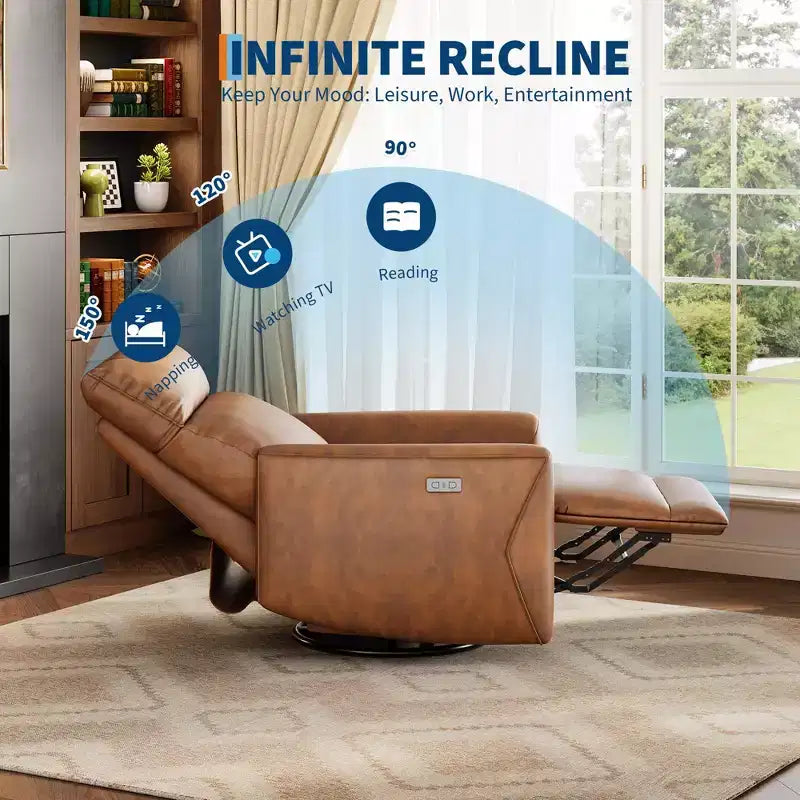 Fauteuil inclinable électrique, fauteuil pivotant et berçant pour adultes, fauteuil de relaxation en tissu rembourré avec ports USB pour chambre d de bébé