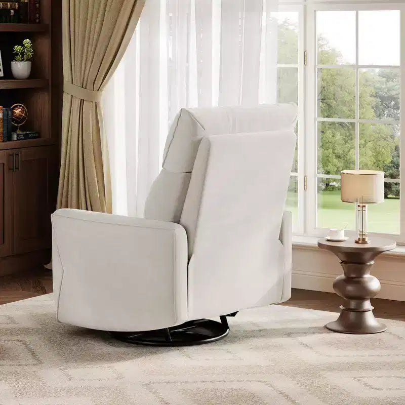 Fauteuil inclinable électrique, fauteuil pivotant et berçant pour adultes, fauteuil de relaxation en tissu rembourré avec ports USB pour chambre d de bébé