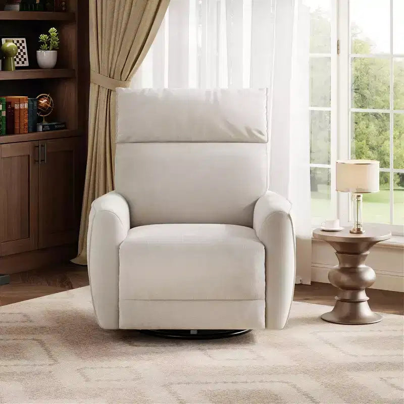 Fauteuil inclinable électrique, fauteuil pivotant et berçant pour adultes, fauteuil de relaxation en tissu rembourré avec ports USB pour chambre d de bébé
