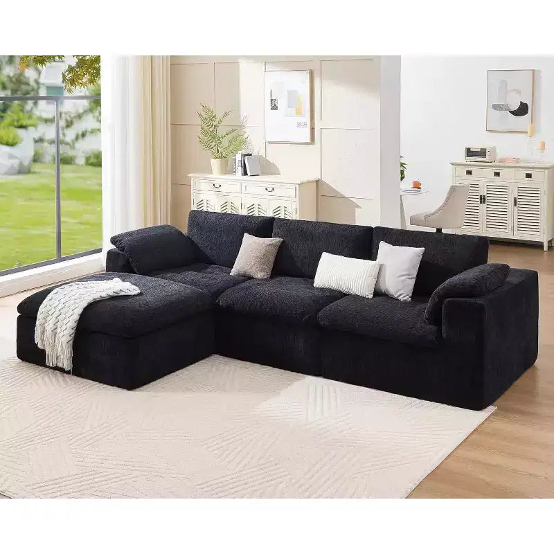 AMERLIFE Cloud Couch Sectionnel Canapé Modulable Surdimensionné avec méridienne profonde de 83,5 po, sans assemblage requis pour Salon, Chenille