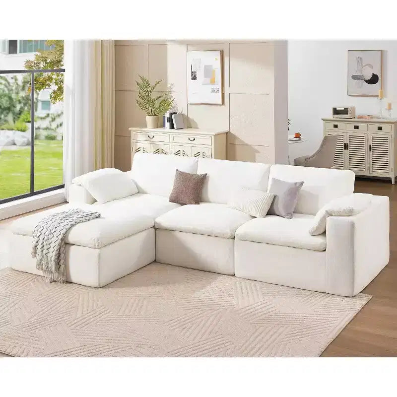 AMERLIFE Cloud Couch Sectionnel Canapé Modulable Surdimensionné avec méridienne profonde de 83,5 po, sans assemblage requis pour Salon, Chenille