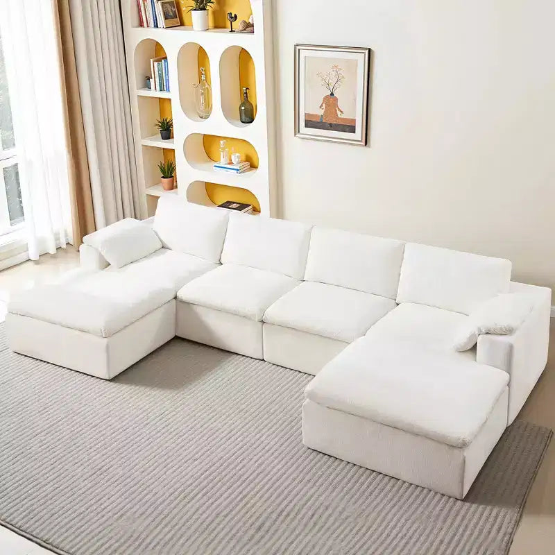 AMERLIFE Cloud Couch Sectionnel Canapé Modulable Surdimensionné avec méridienne profonde de 83,5 po, sans assemblage requis pour Salon, Chenille