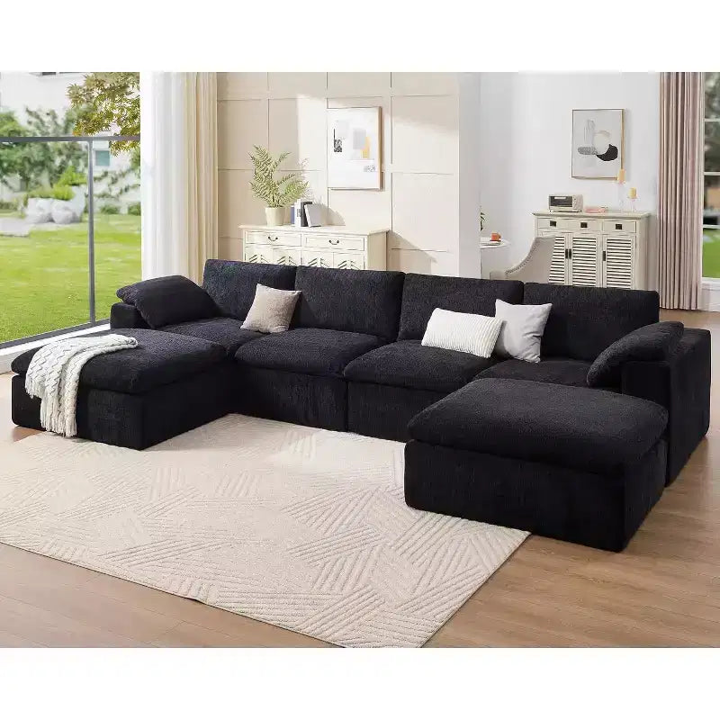 AMERLIFE Cloud Couch Sectionnel Canapé Modulable Surdimensionné avec méridienne profonde de 83,5 po, sans assemblage requis pour Salon, Chenille