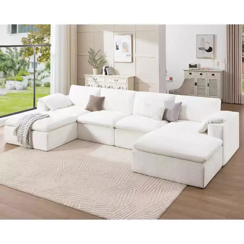 AMERLIFE Cloud Couch Sectionnel Canapé Modulable Surdimensionné avec méridienne profonde de 83,5 po, sans assemblage requis pour Salon, Chenille