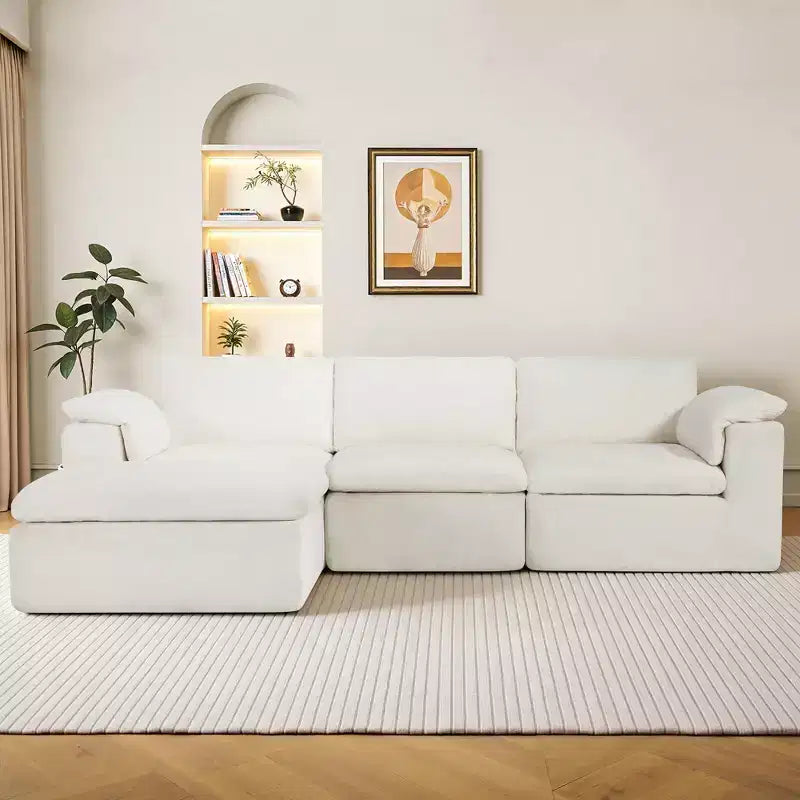 AMERLIFE Cloud Couch Sectionnel Canapé Modulable Surdimensionné avec méridienne profonde de 83,5 po, sans assemblage requis pour Salon, Chenille