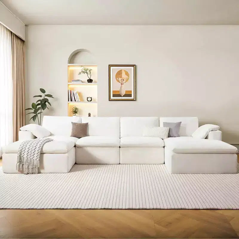 AMERLIFE Cloud Couch Sectionnel Canapé Modulable Surdimensionné avec méridienne profonde de 83,5 po, sans assemblage requis pour Salon, Chenille