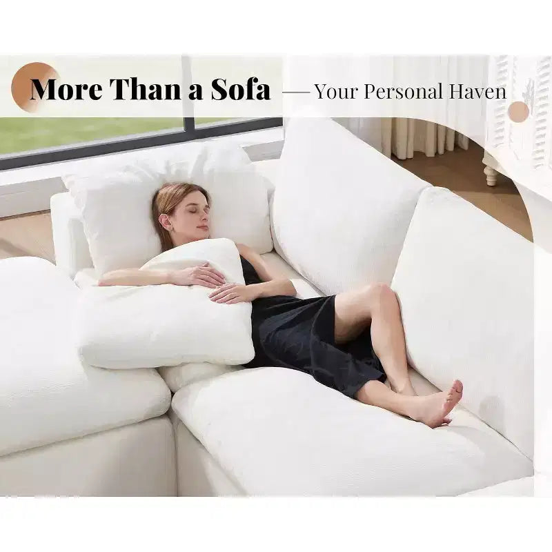 AMERLIFE Cloud Couch Sectionnel Canapé Modulable Surdimensionné avec méridienne profonde de 83,5 po, sans assemblage requis pour Salon, Chenille