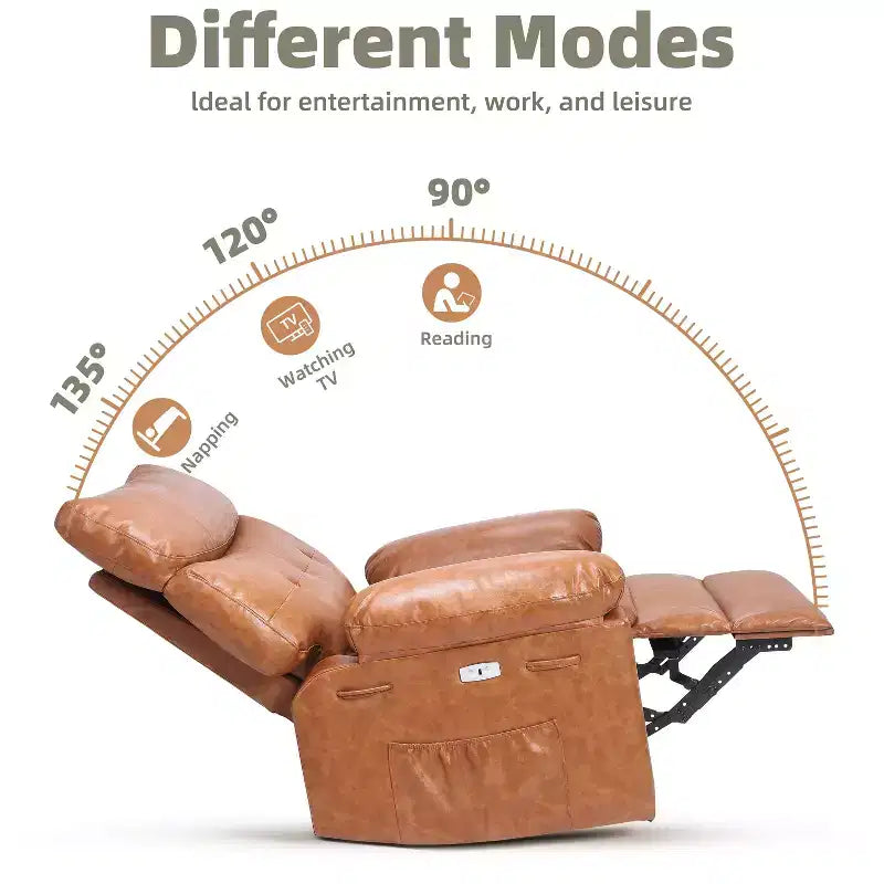 Fauteuil de massage manuel de salon, Fauteuil de massage pivotant à 360 degrés avec télécommande, Fauteuil de loisirs en cuir PU avec poches latérales