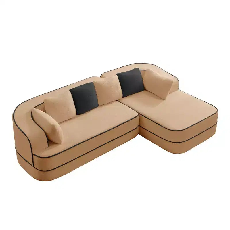 Canapé 106 sans accoudoirs en tissu Teddy 32D, design contrasté, canapé douillet et moelleux avec méridienne en L, pour salon