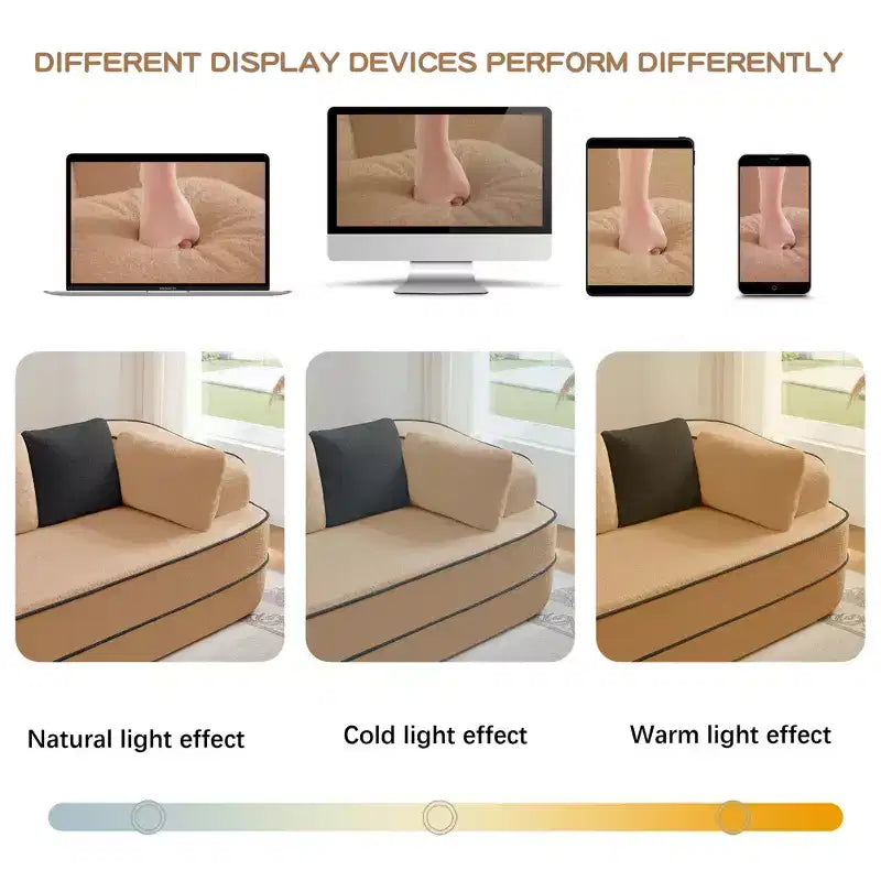 Canapé 106 sans accoudoirs en tissu Teddy 32D, design contrasté, canapé douillet et moelleux avec méridienne en L, pour salon