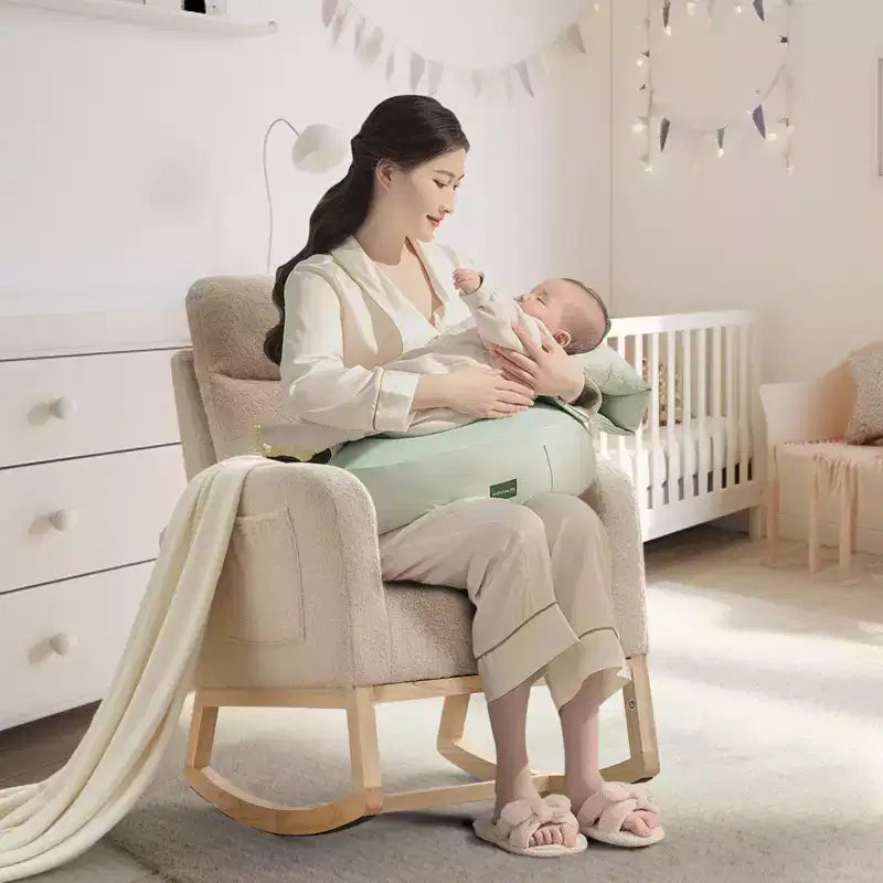 Fauteuil à bascule moderne pour chambre de bébé, fauteuil à bascule rembourré avec poches latérales, fauteuil à bascule, fauteuil inclinable confortable pour salon