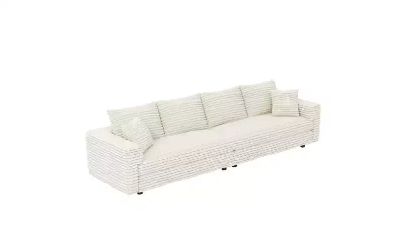 EHMKNP 102.4 Canapé 4 places en velours côtelé, avec oreillers moelleux, fauteuil de salon convertible à assise profonde pour salon, chambre, appartement, bureau