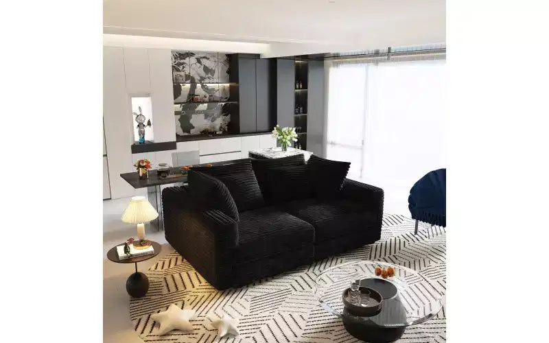 EHMKNP 102.4 Canapé 4 places en velours côtelé, avec oreillers moelleux, fauteuil de salon convertible à assise profonde pour salon, chambre, appartement, bureau