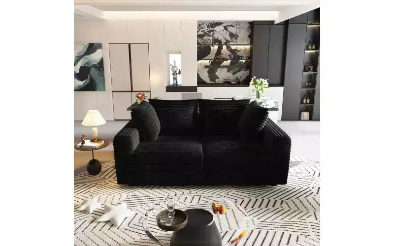 EHMKNP 102.4 Canapé 4 places en velours côtelé, avec oreillers moelleux, fauteuil de salon convertible à assise profonde pour salon, chambre, appartement, bureau