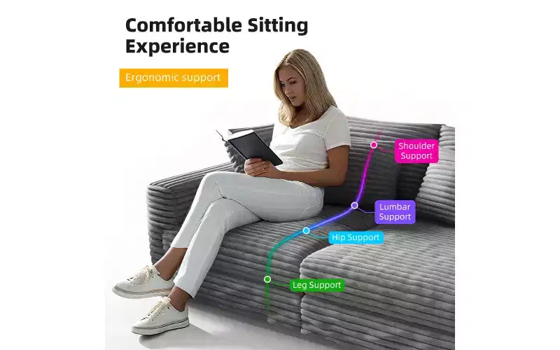 EHMKNP 102.4 Canapé 4 places en velours côtelé, avec oreillers moelleux, fauteuil de salon convertible à assise profonde pour salon, chambre, appartement, bureau