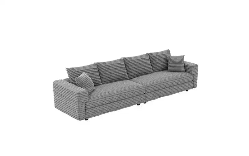 EHMKNP 102.4 Canapé 4 places en velours côtelé, avec oreillers moelleux, fauteuil de salon convertible à assise profonde pour salon, chambre, appartement, bureau