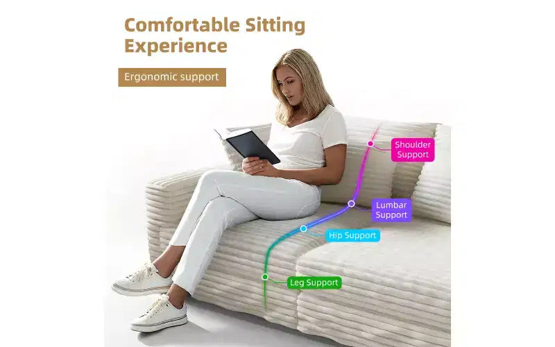 EHMKNP 102.4 Canapé 4 places en velours côtelé, avec oreillers moelleux, fauteuil de salon convertible à assise profonde pour salon, chambre, appartement, bureau