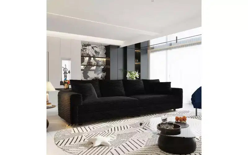 EHMKNP 102.4 Canapé 4 places en velours côtelé, avec oreillers moelleux, fauteuil de salon convertible à assise profonde pour salon, chambre, appartement, bureau