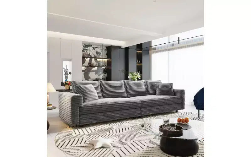 EHMKNP 102.4 Canapé 4 places en velours côtelé, avec oreillers moelleux, fauteuil de salon convertible à assise profonde pour salon, chambre, appartement, bureau