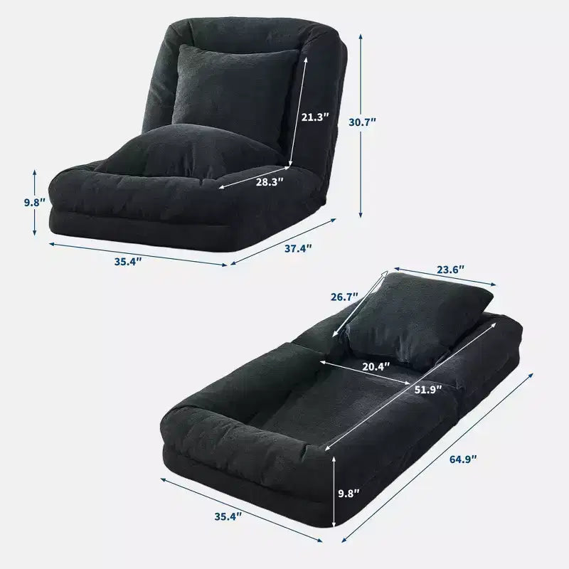 Canapé-lit paresseux réglable 5 positions GustoWave 64.9'', lit pour chien humain rembourré pour adultes et animaux de compagnie, chaise longue de sol pliable