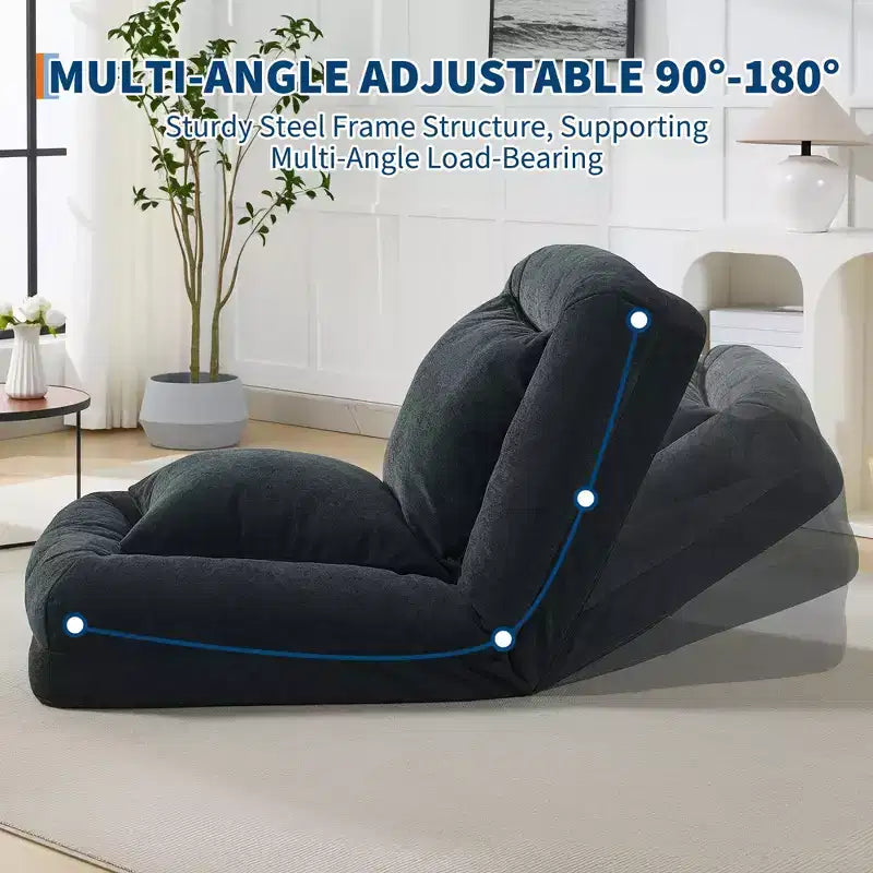 Canapé-lit paresseux réglable 5 positions GustoWave 64.9'', lit pour chien humain rembourré pour adultes et animaux de compagnie, chaise longue de sol pliable