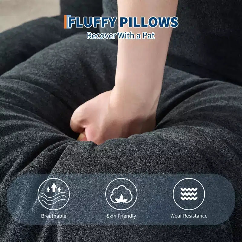 Canapé-lit paresseux réglable 5 positions GustoWave 64.9'', lit pour chien humain rembourré pour adultes et animaux de compagnie, chaise longue de sol pliable