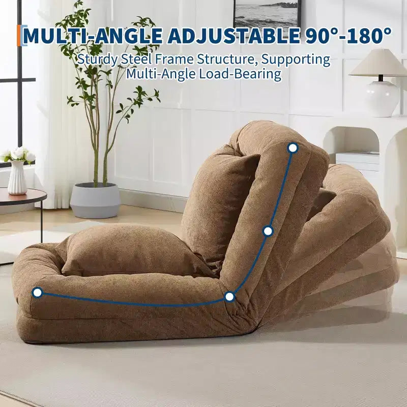 Canapé-lit paresseux réglable 5 positions GustoWave 64.9'', lit pour chien humain rembourré pour adultes et animaux de compagnie, chaise longue de sol pliable