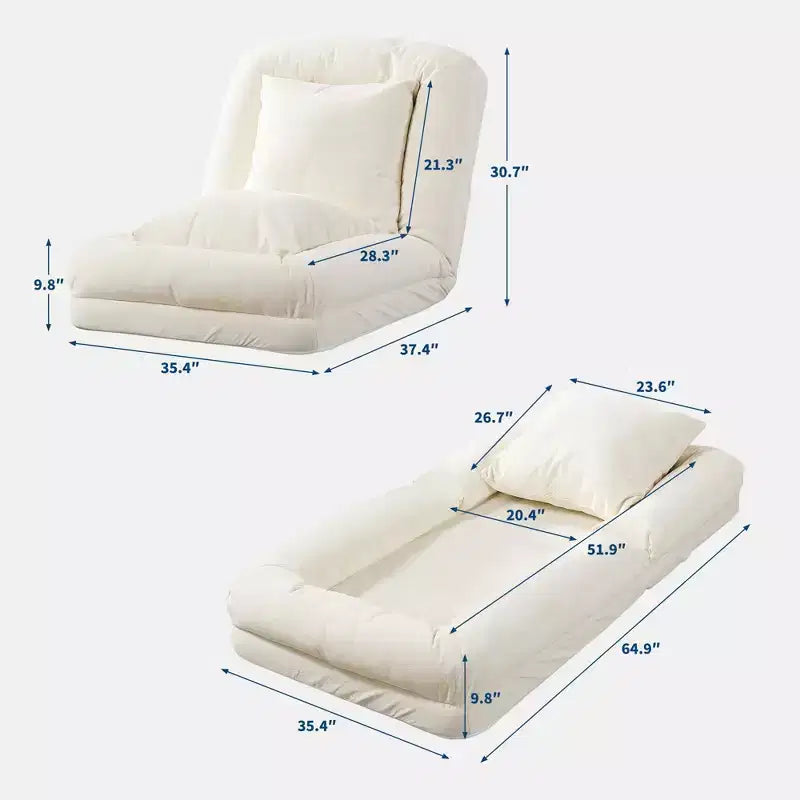 Canapé-lit paresseux réglable 5 positions GustoWave 64.9'', lit pour chien humain rembourré pour adultes et animaux de compagnie, chaise longue de sol pliable