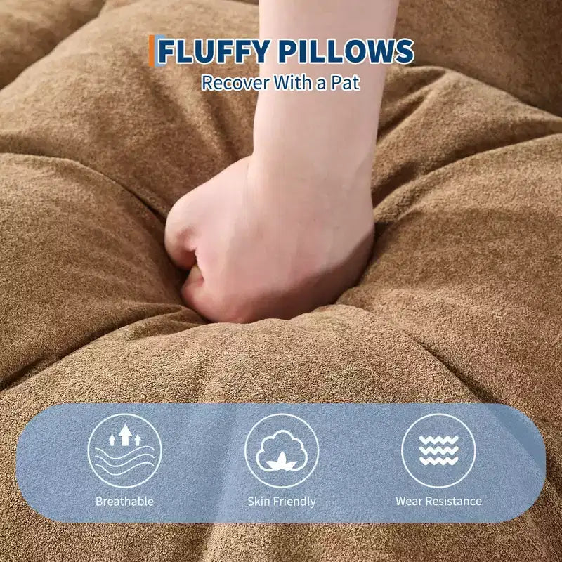 Canapé-lit paresseux réglable 5 positions GustoWave 64.9'', lit pour chien humain rembourré pour adultes et animaux de compagnie, chaise longue de sol pliable