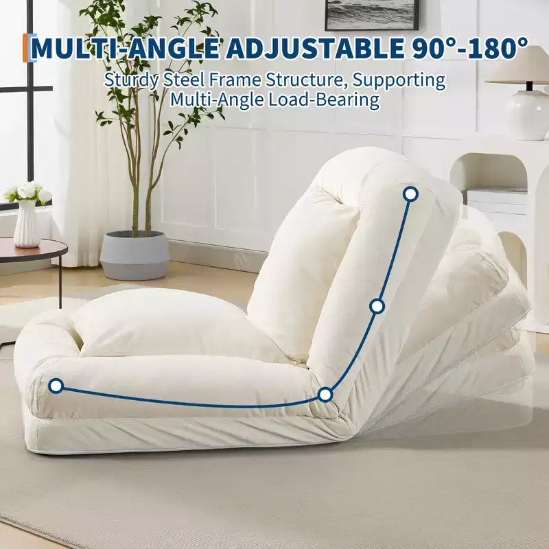 Canapé-lit paresseux réglable 5 positions GustoWave 64.9'', lit pour chien humain rembourré pour adultes et animaux de compagnie, chaise longue de sol pliable