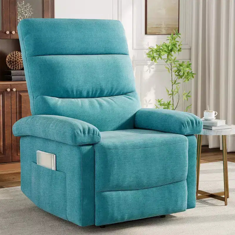 Fauteuil inclinable COZONY pour adultes, fauteuil inclinable manuel en tissu avec poche latérale, canapé simple ergonomique réglable pour petit salon, chambre de bébé, chambre à coucher