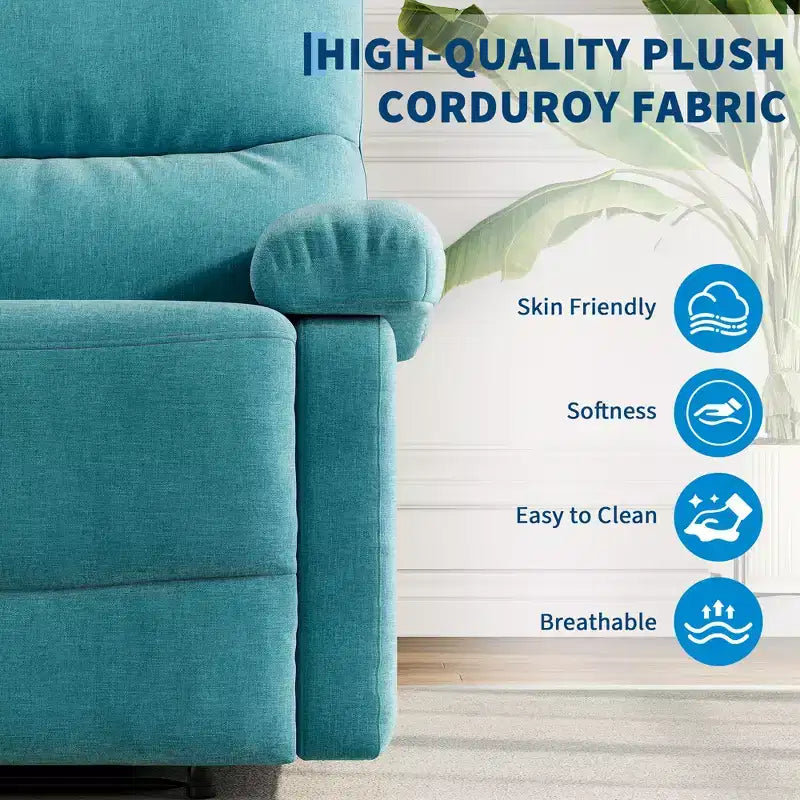 Fauteuil inclinable COZONY pour adultes, fauteuil inclinable manuel en tissu avec poche latérale, canapé simple ergonomique réglable pour petit salon, chambre de bébé, chambre à coucher