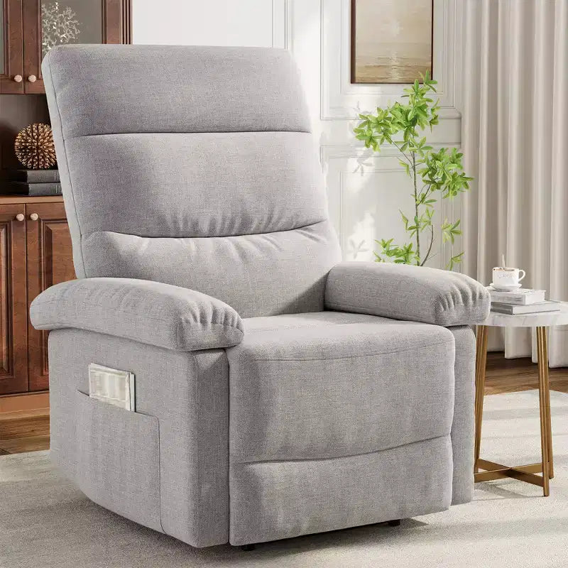 Fauteuil inclinable COZONY pour adultes, fauteuil inclinable manuel en tissu avec poche latérale, canapé simple ergonomique réglable pour petit salon, chambre de bébé, chambre à coucher