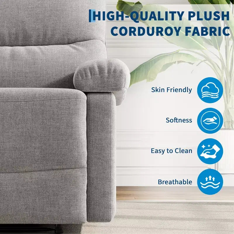 Fauteuil inclinable COZONY pour adultes, fauteuil inclinable manuel en tissu avec poche latérale, canapé simple ergonomique réglable pour petit salon, chambre de bébé, chambre à coucher