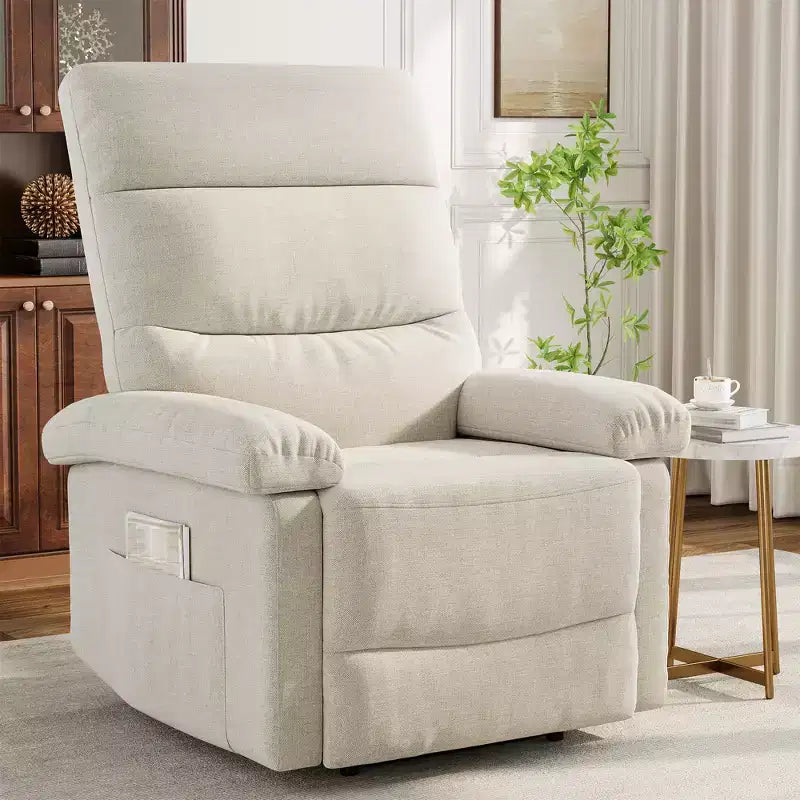 Fauteuil inclinable COZONY pour adultes, fauteuil inclinable manuel en tissu avec poche latérale, canapé simple ergonomique réglable pour petit salon, chambre de bébé, chambre à coucher