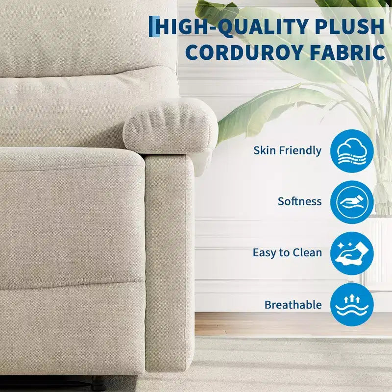 Fauteuil inclinable COZONY pour adultes, fauteuil inclinable manuel en tissu avec poche latérale, canapé simple ergonomique réglable pour petit salon, chambre de bébé, chambre à coucher