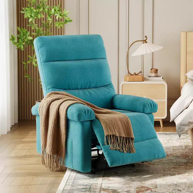 Fauteuil inclinable COZONY pour adultes, fauteuil inclinable manuel en tissu avec poche latérale, canapé simple ergonomique réglable pour petit salon, chambre de bébé, chambre à coucher