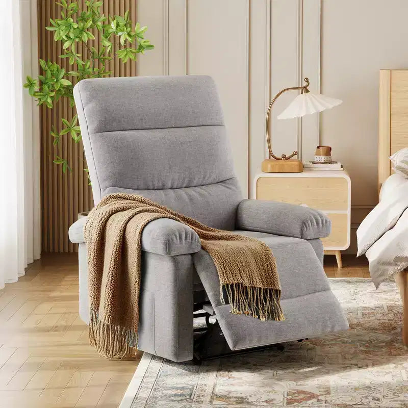 Fauteuil inclinable COZONY pour adultes, fauteuil inclinable manuel en tissu avec poche latérale, canapé simple ergonomique réglable pour petit salon, chambre de bébé, chambre à coucher