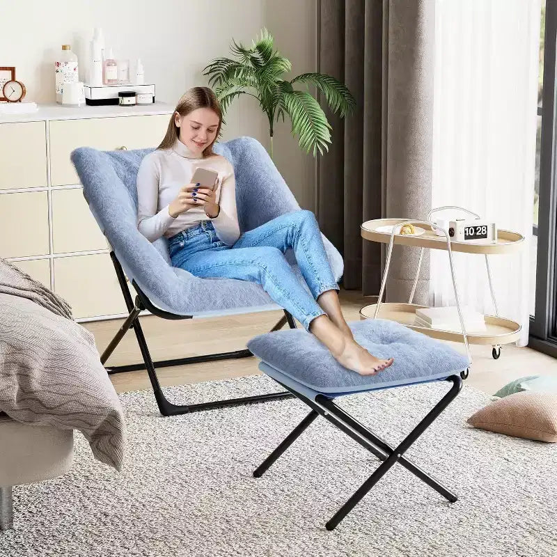 Fauteuil paresseux avec revêtement en fourrure de lapin en peluche, fauteuil de salon ultra-confortable et douillet pour salon, siège de détente d'intérieur doux, pour la maison