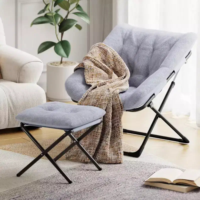 Fauteuil paresseux avec revêtement en fourrure de lapin en peluche, fauteuil de salon ultra-confortable et douillet pour salon, siège de détente d'intérieur doux, pour la maison