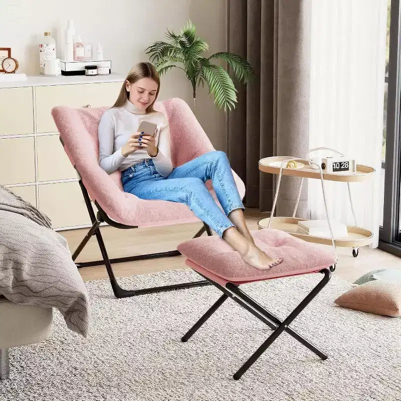 Fauteuil paresseux avec revêtement en fourrure de lapin en peluche, fauteuil de salon ultra-confortable et douillet pour salon, siège de détente d'intérieur doux, pour la maison