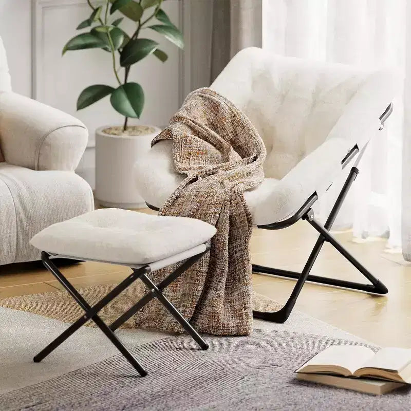 Fauteuil paresseux avec revêtement en fourrure de lapin en peluche, fauteuil de salon ultra-confortable et douillet pour salon, siège de détente d'intérieur doux, pour la maison