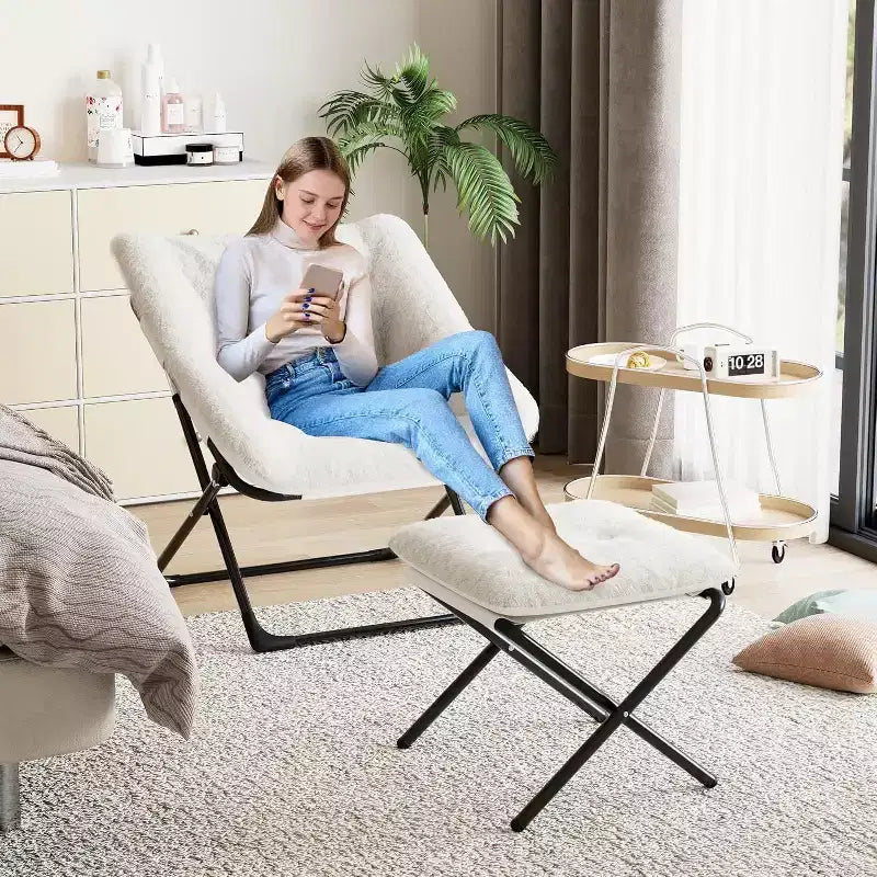 Fauteuil paresseux avec revêtement en fourrure de lapin en peluche, fauteuil de salon ultra-confortable et douillet pour salon, siège de détente d'intérieur doux, pour la maison