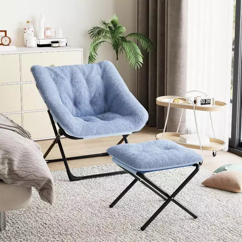 Fauteuil paresseux avec revêtement en fourrure de lapin en peluche, fauteuil de salon ultra-confortable et douillet pour salon, siège de détente d'intérieur doux, pour la maison