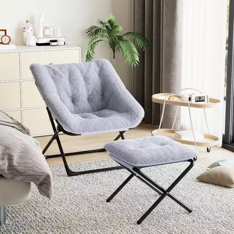 Fauteuil paresseux avec revêtement en fourrure de lapin en peluche, fauteuil de salon ultra-confortable et douillet pour salon, siège de détente d'intérieur doux, pour la maison