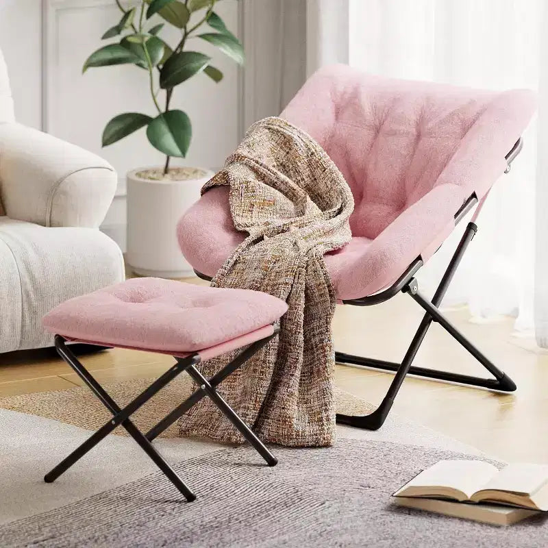 Fauteuil paresseux avec revêtement en fourrure de lapin en peluche, fauteuil de salon ultra-confortable et douillet pour salon, siège de détente d'intérieur doux, pour la maison