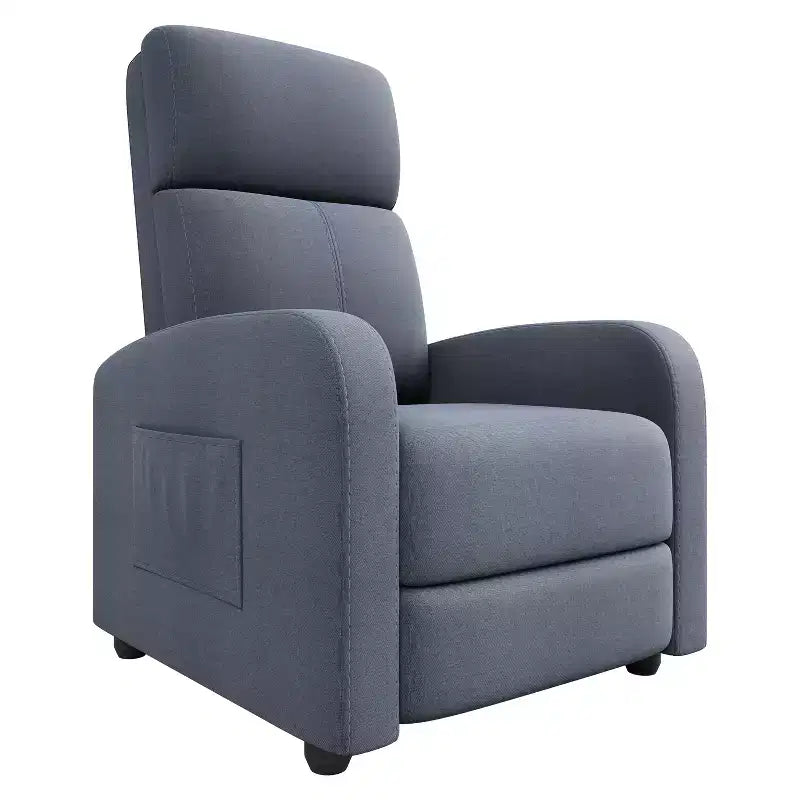 Fauteuil inclinable pour adultes, canapé simple réglable, avec poche latérale, dossier haut, accoudoirs larges et siège rembourré, pour salon